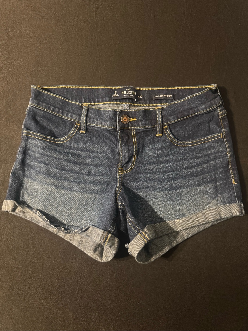 Hollister Women's Two-Tone Blue Denim Cuffed Shorts